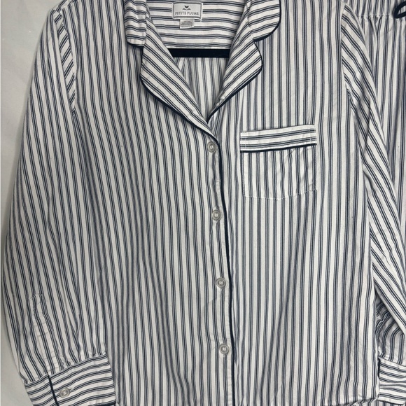 Petite Plume Women's Pima Pajama Set in Navy French Ticking - Picture 10 of 16